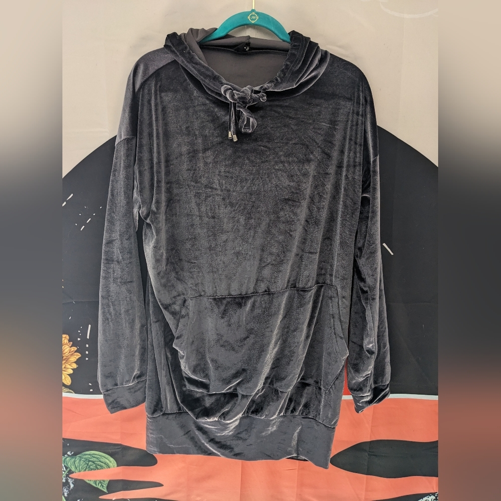 Nude Purple Velvet Hoodie Dress
